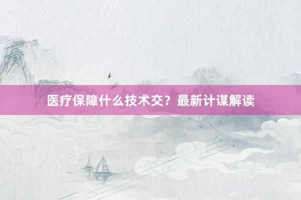 医疗保障什么技术交？最新计谋解读